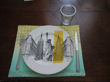 Load image into Gallery viewer, Yellow and Blue Wash Reversable Rectangle Fabric Placemats