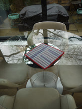 Load image into Gallery viewer, Blue, White and Grey Trivet with Red Trim