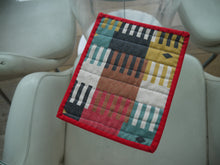 Load image into Gallery viewer, Geometric Puzzle Piece Pot Holder with Red Trim