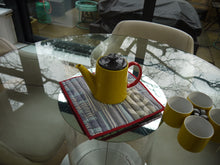 Load image into Gallery viewer, Blue, White and Grey Trivet with Red Trim