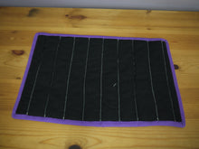 Load image into Gallery viewer, Blue Cross Hatch Trivet With Purple Trim