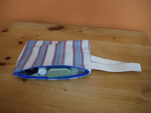 Load image into Gallery viewer, Striped Zippered Pouch with Strap