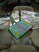 Load image into Gallery viewer, Floral and Striped Trivet with Two Tone Trim