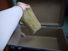 Load image into Gallery viewer, Green and White Zippered Pouch