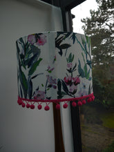 Load image into Gallery viewer, Bright Floral 30cm Drum Lampshade with Pink Pom Pom Trim