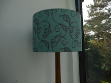 Load image into Gallery viewer, Brown and blue Leaf print 30cm Drum Lampshade