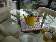 Load image into Gallery viewer, Blue, White and Grey Trivet with Red Trim