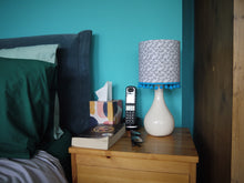 Load image into Gallery viewer, Black Line print on white 15cm Drum lampshade with trim