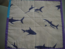 Load image into Gallery viewer, Shark Print Trivet with Multi Colour Trim