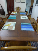 Load image into Gallery viewer, Blue striped and Beige block Placemats