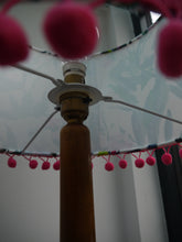 Load image into Gallery viewer, Bright Floral 30cm Drum Lampshade with Pink Pom Pom Trim