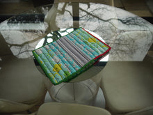 Load image into Gallery viewer, Floral and Striped Trivet with Two Tone Trim