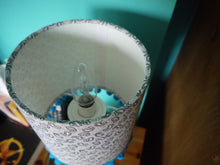 Load image into Gallery viewer, Black Line print on white 15cm Drum lampshade with trim