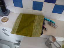 Load image into Gallery viewer, Green and White Zippered Pouch