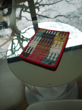 Load image into Gallery viewer, Geometric Puzzle Piece Pot Holder with Red Trim