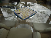 Load image into Gallery viewer, Yellow Floral Print Trivet with Blue Trim