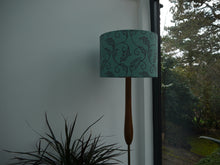 Load image into Gallery viewer, Brown and blue Leaf print 30cm Drum Lampshade