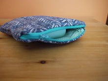 Load image into Gallery viewer, Blue Herringbone Print Zippered Pouch