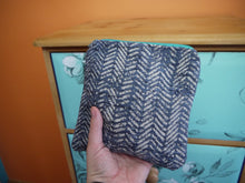 Load image into Gallery viewer, Blue Herringbone Print Zippered Pouch