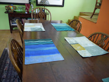 Load image into Gallery viewer, Blue striped and Beige block Placemats