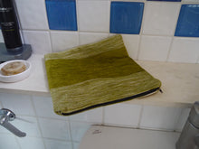 Load image into Gallery viewer, Green and White Zippered Pouch