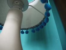 Load image into Gallery viewer, Black Line print on white 15cm Drum lampshade with trim