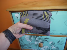 Load image into Gallery viewer, Black and yellow striped zippered pouches