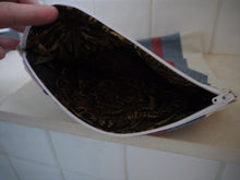 Load image into Gallery viewer, Striped Zippered Pouch with Floral inside
