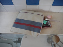 Load image into Gallery viewer, Striped Zippered Pouch with Floral inside