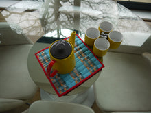 Load image into Gallery viewer, Blue, Grey, White and Orange striped Trivet