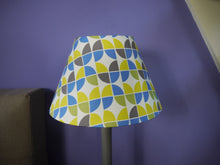 Load image into Gallery viewer, Blue, Green and Gray Print Coolie lampshade