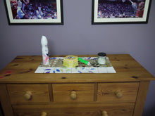 Load image into Gallery viewer, Bright leaf and Feather Print Table Runner