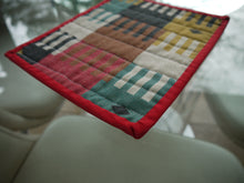 Load image into Gallery viewer, Geometric Puzzle Piece Pot Holder with Red Trim