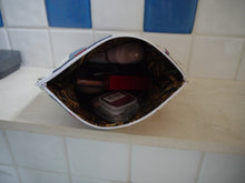 Load image into Gallery viewer, Striped Zippered Pouch with Floral inside
