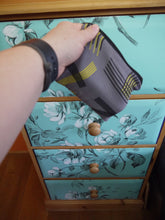 Load image into Gallery viewer, Black and yellow striped zippered pouches