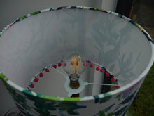 Load image into Gallery viewer, Bright Floral 30cm Drum Lampshade with Pink Pom Pom Trim
