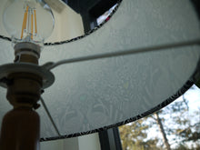 Load image into Gallery viewer, Black white bird and floral print with rainbow hearts 30cm Drum Lampshade