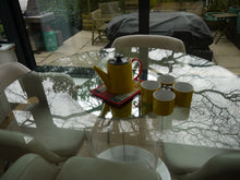 Load image into Gallery viewer, Geometric Puzzle Piece Pot Holder with Red Trim