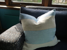 Load image into Gallery viewer, Blue and Beige Striped Couch Pillow Cover
