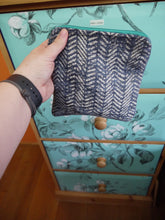 Load image into Gallery viewer, Blue Herringbone Print Zippered Pouch