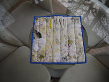 Load image into Gallery viewer, Yellow Floral Print Trivet with Blue Trim