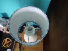 Load image into Gallery viewer, Black Line print on white 15cm Drum lampshade with trim