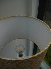 Load image into Gallery viewer, Yellow and White geometric 30cm Drum Lampshade