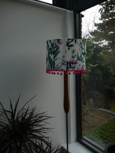 Load image into Gallery viewer, Bright Floral 30cm Drum Lampshade with Pink Pom Pom Trim