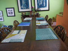 Load image into Gallery viewer, Blue striped and Beige block Placemats