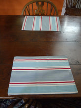 Load image into Gallery viewer, Red, white and blue striped Placemats