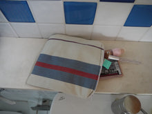 Load image into Gallery viewer, Striped Zippered Pouch with Floral inside