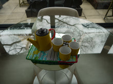 Load image into Gallery viewer, Floral and Striped Trivet with Two Tone Trim