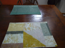 Load image into Gallery viewer, Blue striped and Beige block Placemats