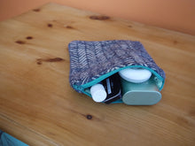 Load image into Gallery viewer, Blue Herringbone Print Zippered Pouch